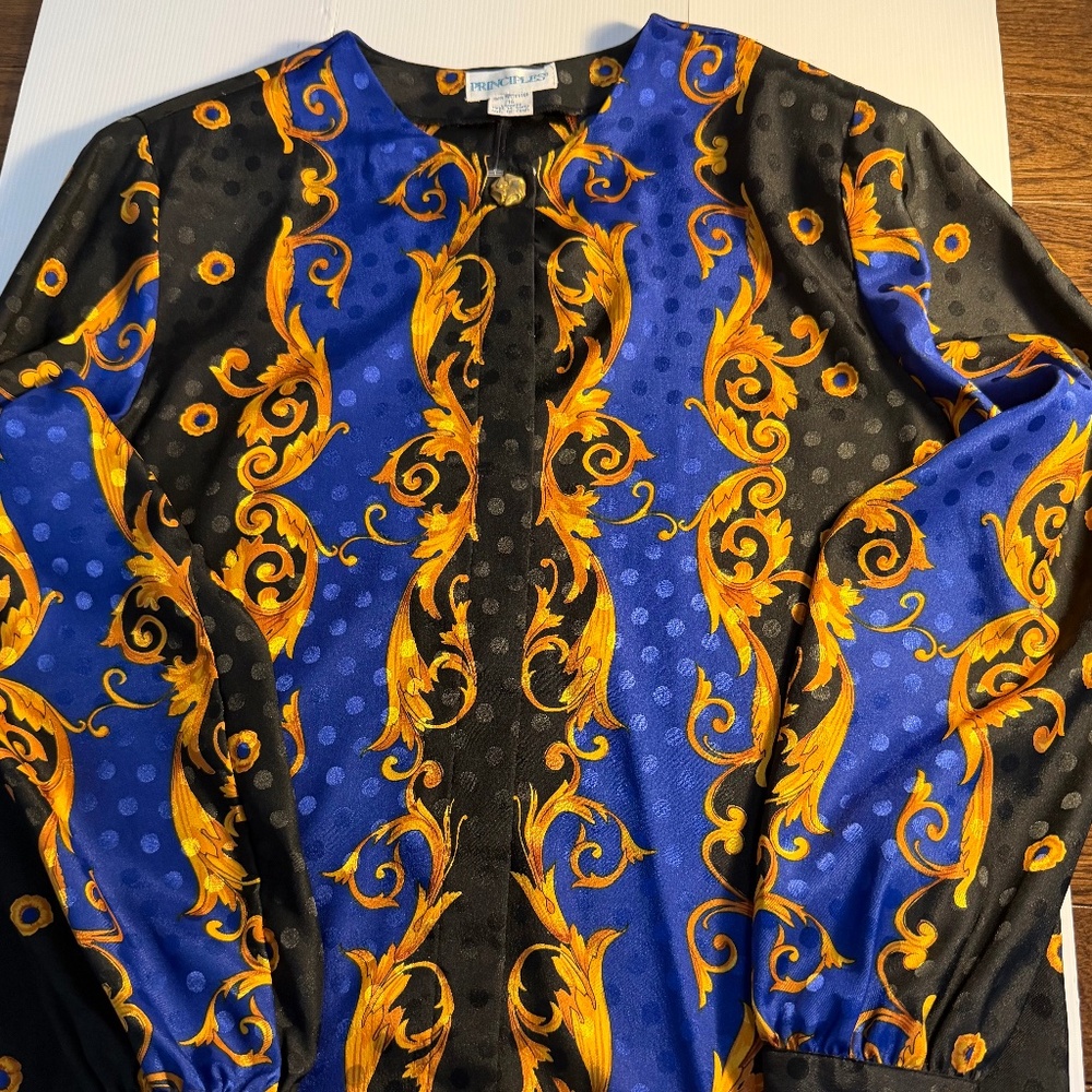 Principles vintage baroque print blouse. Size XL